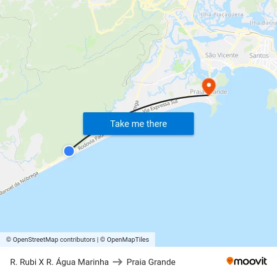R. Rubi X R. Água Marinha to Praia Grande map