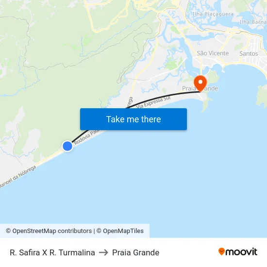 R. Safira X R. Turmalina to Praia Grande map