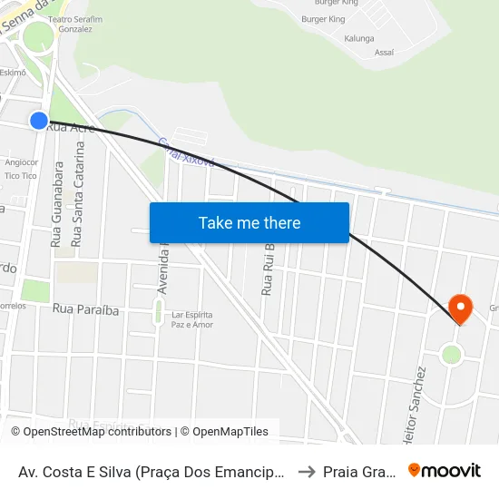 Av. Costa E Silva (Praça Dos Emancipadores) to Praia Grande map