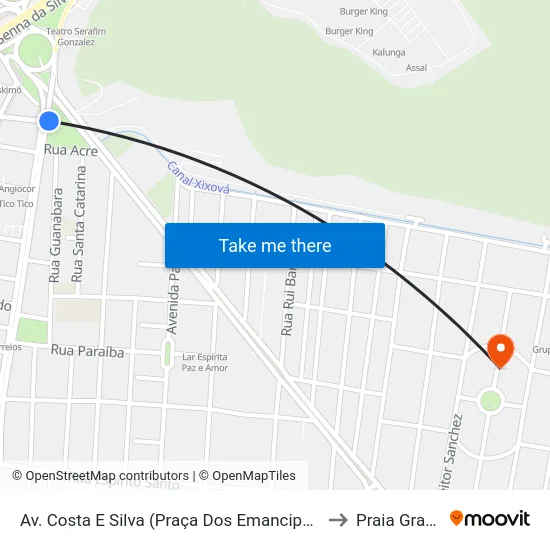 Av. Costa E Silva (Praça Dos Emancipadores) to Praia Grande map