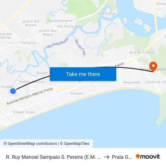 R. Ruy Manoel Sampaio S. Pereira (E.M. Natale De Lucca) to Praia Grande map
