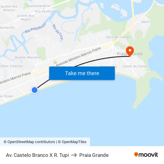 Av. Castelo Branco X R. Tupi to Praia Grande map