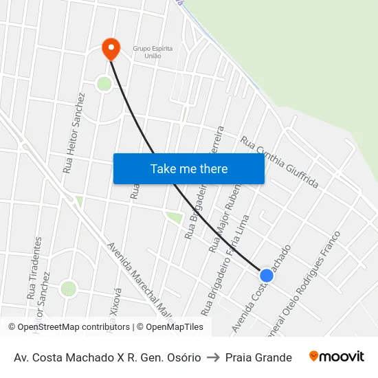 Av. Costa Machado X R. Gen. Osório to Praia Grande map