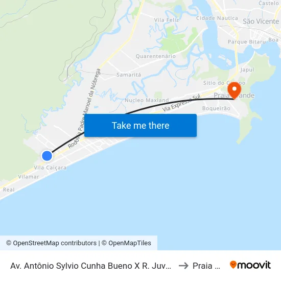 Av. Antônio Sylvio Cunha Bueno X R. Juventino Justo Fernandes to Praia Grande map