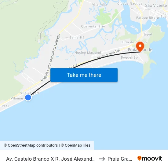 Av. Castelo Branco X R. José Alexandre Có to Praia Grande map