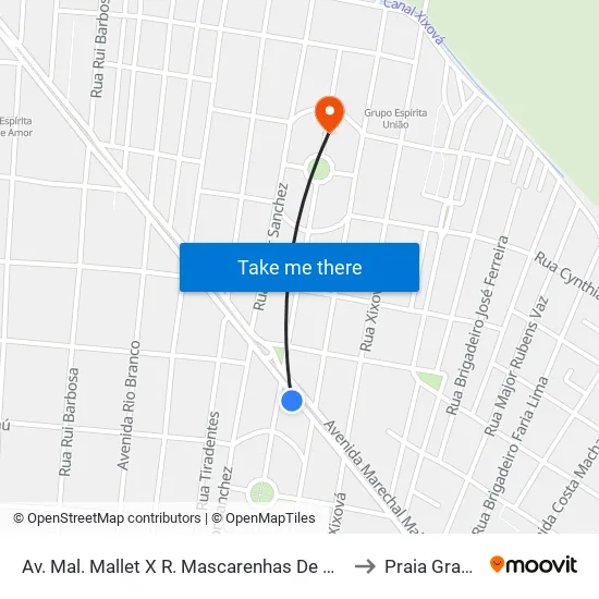 Av. Mal. Mallet X R. Mascarenhas De Morais to Praia Grande map