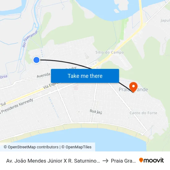 Av. João Mendes Júnior X R. Saturnino De Brito to Praia Grande map