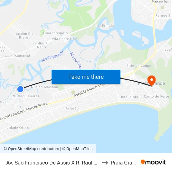 Av. São Francisco De Assis X R. Raul Seixas to Praia Grande map