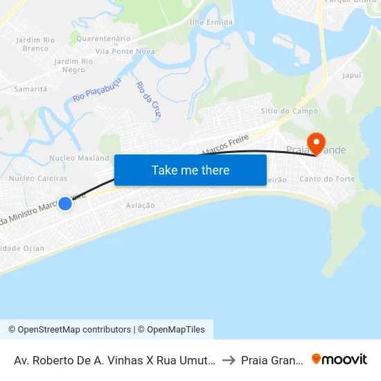 Av. Roberto De A. Vinhas X Rua Umutina to Praia Grande map