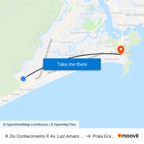 R. Do Conhecimento X Av. Luiz Amaro Costa to Praia Grande map