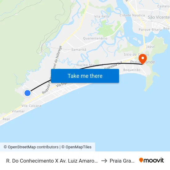 R. Do Conhecimento X Av. Luiz Amaro Costa to Praia Grande map