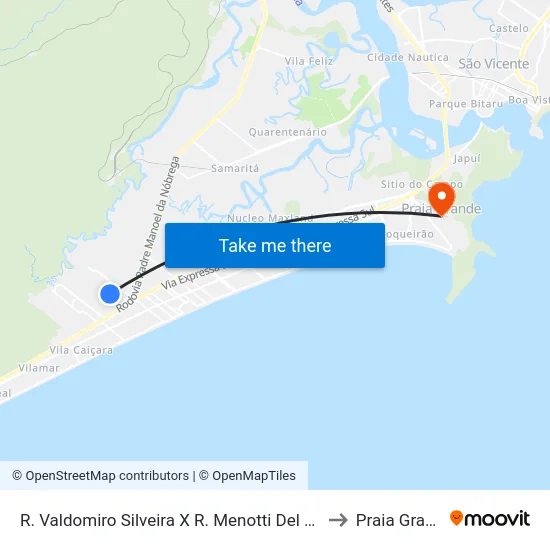 R. Valdomiro Silveira X R. Menotti Del Picchia to Praia Grande map