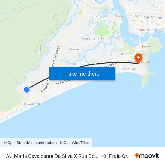 Av. Maria Cavalcante Da Silva X Rua Dos Carvalhos to Praia Grande map