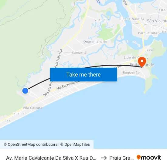 Av. Maria Cavalcante Da Silva X Rua Dos Cedros to Praia Grande map