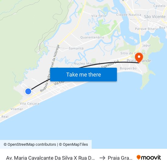 Av. Maria Cavalcante Da Silva X Rua Dos Ipês to Praia Grande map