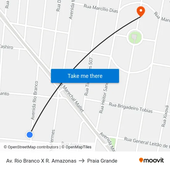 Av. Rio Branco X R. Amazonas to Praia Grande map