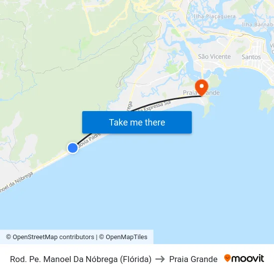 Rod. Pe. Manoel Da Nóbrega (Flórida) to Praia Grande map