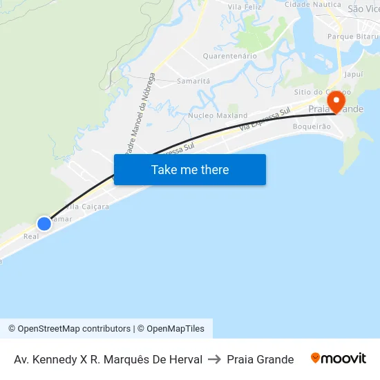 Av. Kennedy X R. Marquês De Herval to Praia Grande map