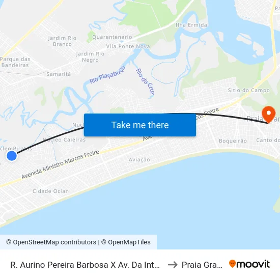R. Aurino Pereira Barbosa X Av. Da Integração to Praia Grande map