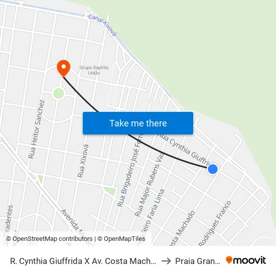 R. Cynthia Giuffrida X Av. Costa Machado to Praia Grande map