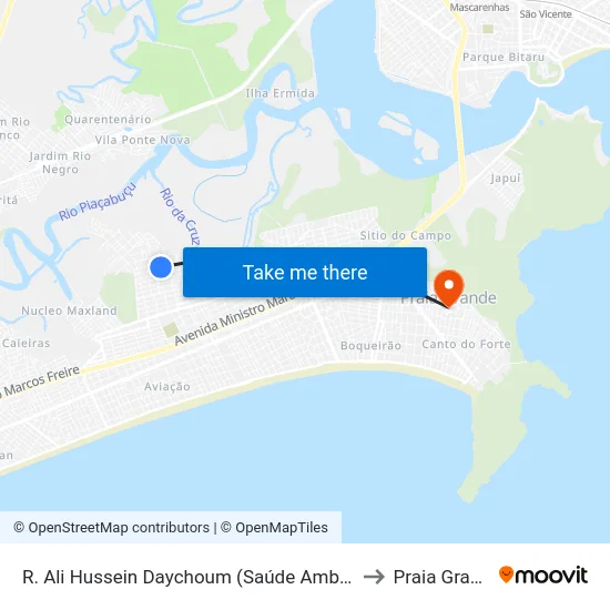 R. Ali Hussein Daychoum (Saúde Ambiental) to Praia Grande map