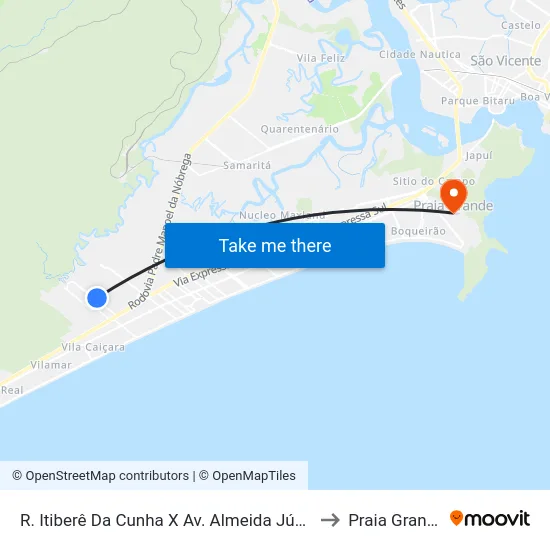 R. Itiberê Da Cunha X Av. Almeida Júnior to Praia Grande map