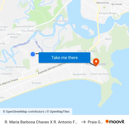 R. Maria Barbosa Chaves X R. Antonio Fagundes Dos Santos to Praia Grande map