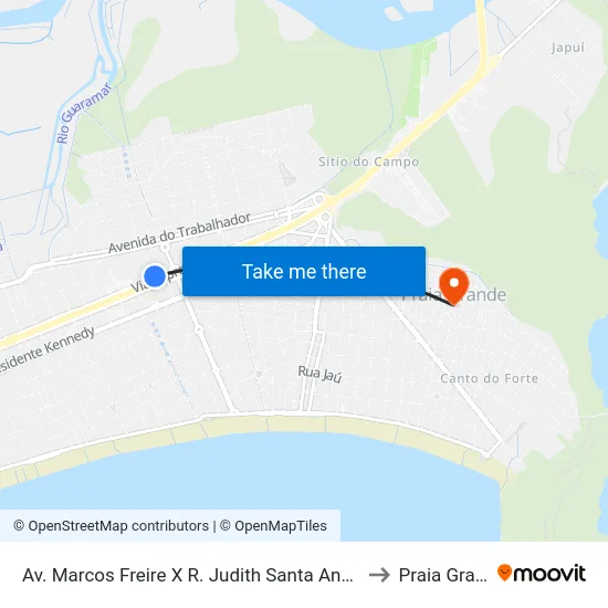 Av. Marcos Freire X R. Judith Santa Anna Pereira to Praia Grande map