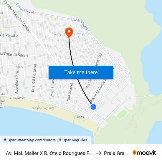 Av. Mal. Mallet X R. Otelo Rodrigues Franco to Praia Grande map