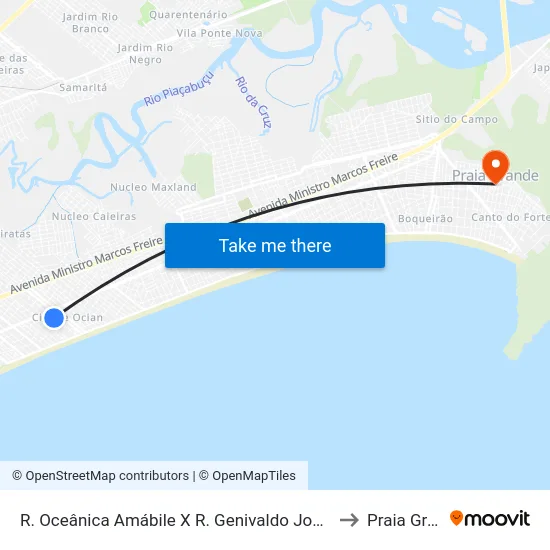R. Oceânica Amábile X R. Genivaldo José Damasceno to Praia Grande map