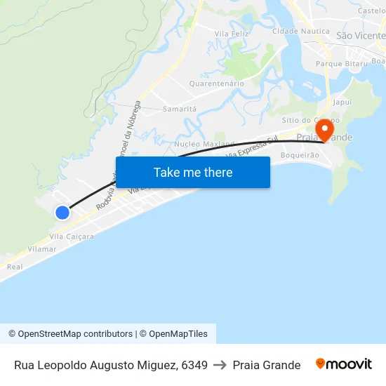 Rua Leopoldo Augusto Miguez, 6349 to Praia Grande map