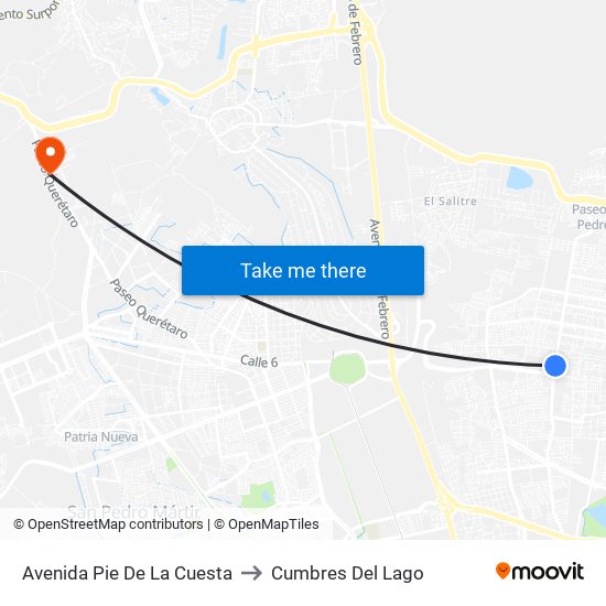 Avenida Pie De La Cuesta to Cumbres Del Lago map