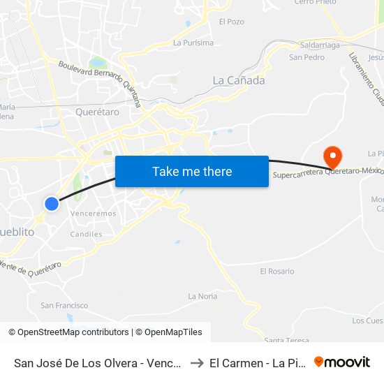 San José De Los Olvera - Venceremos to El Carmen - La Piedad map