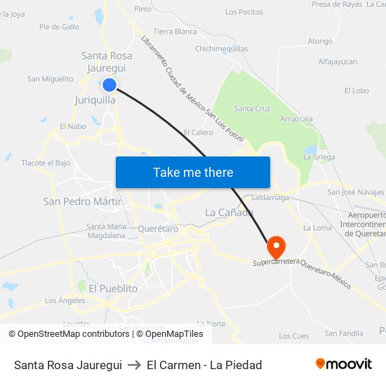 Santa Rosa Jauregui to El Carmen - La Piedad map