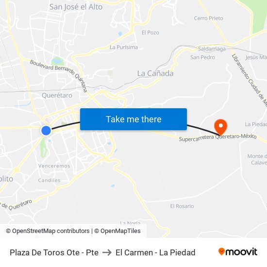 Plaza De Toros Ote - Pte to El Carmen - La Piedad map