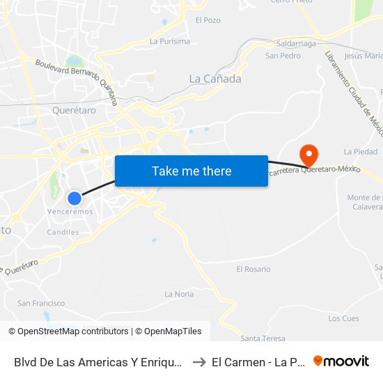 Blvd De Las Americas Y Enrique Bordes to El Carmen - La Piedad map