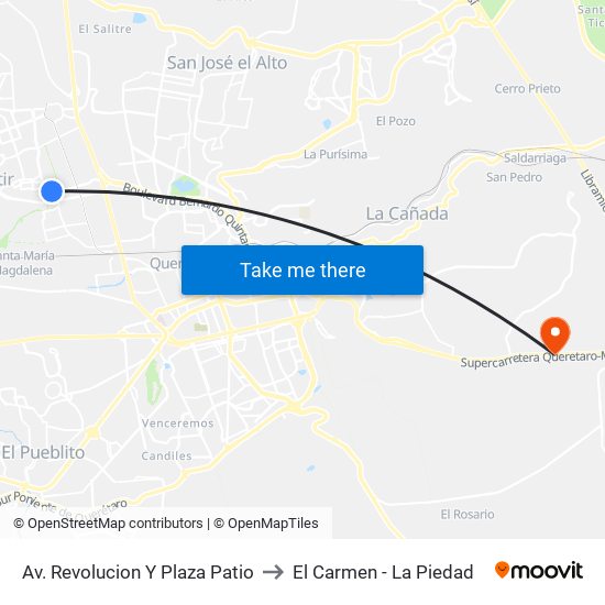 Av. Revolucion Y Plaza Patio to El Carmen - La Piedad map