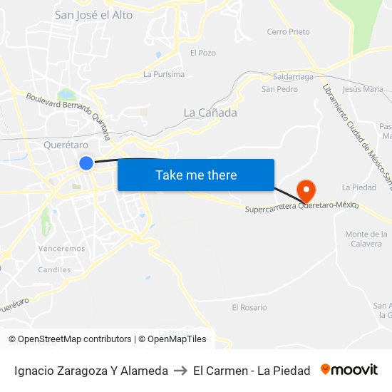 Ignacio Zaragoza Y Alameda to El Carmen - La Piedad map