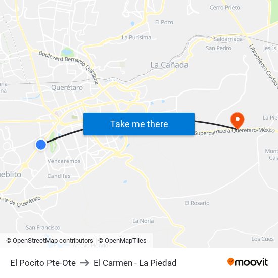 El Pocito Pte-Ote to El Carmen - La Piedad map