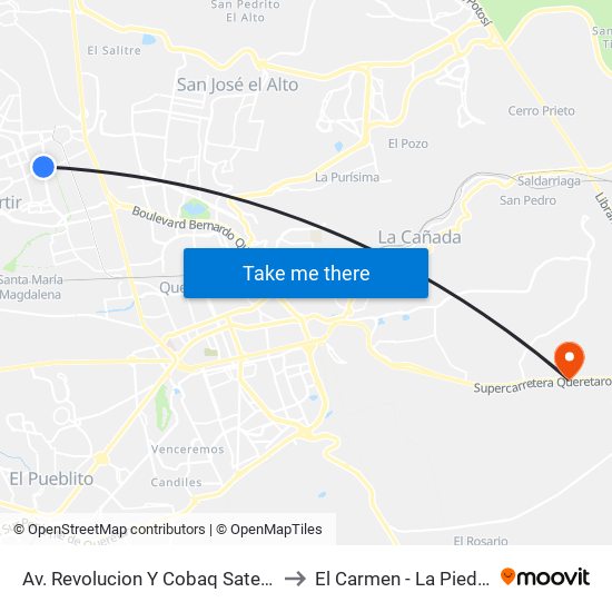Av. Revolucion Y Cobaq Satelite to El Carmen - La Piedad map