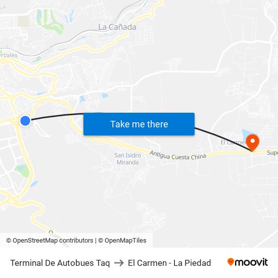 Terminal De Autobues Taq to El Carmen - La Piedad map