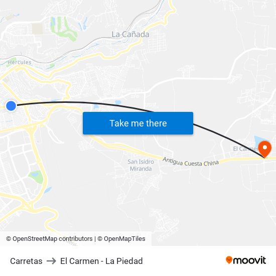 Carretas to El Carmen - La Piedad map