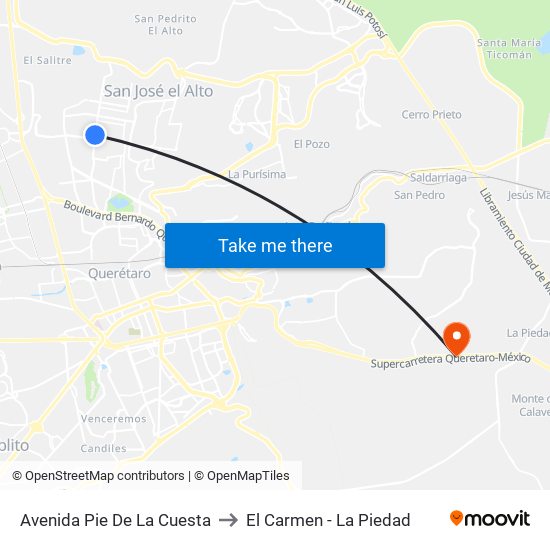 Avenida Pie De La Cuesta to El Carmen - La Piedad map
