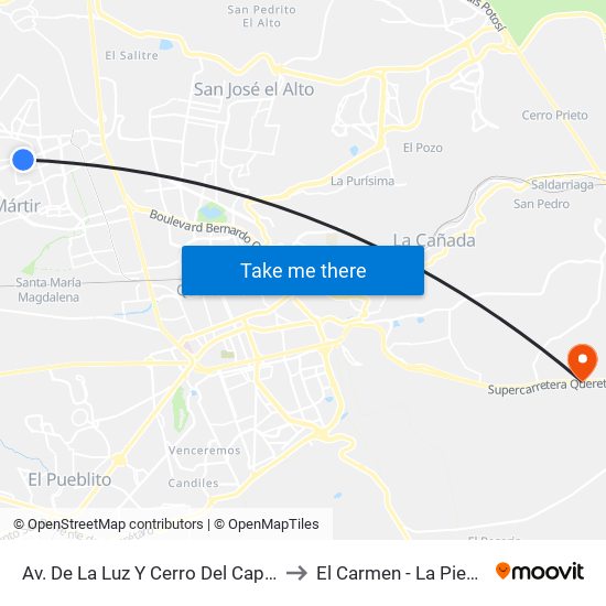 Av. De La Luz Y Cerro Del Capulín to El Carmen - La Piedad map