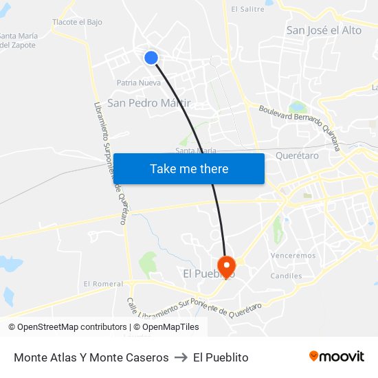 Monte Atlas Y Monte Caseros to El Pueblito map