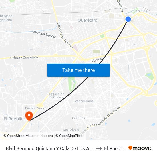 Blvd Bernado Quintana Y Calz De Los Arcos to El Pueblito map