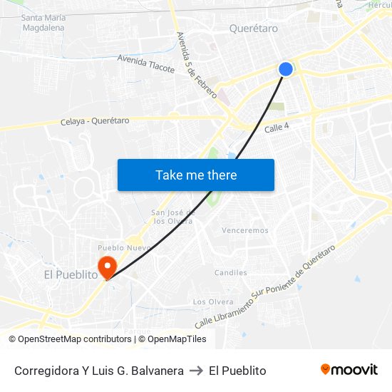 Corregidora Y Luis G. Balvanera to El Pueblito map