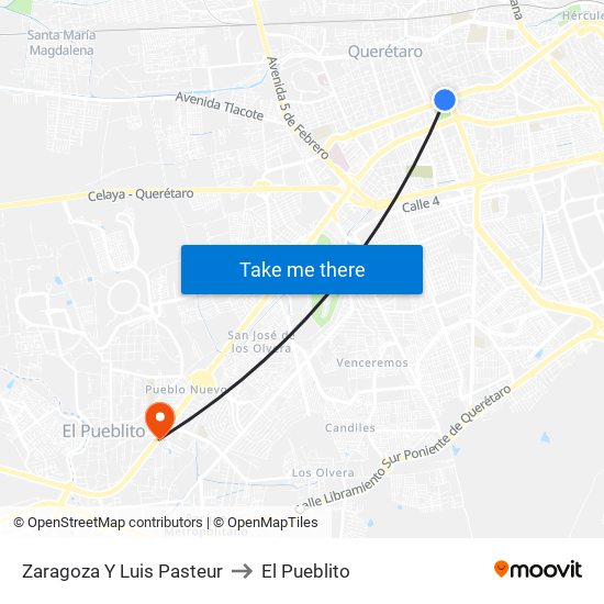 Zaragoza Y Luis Pasteur to El Pueblito map