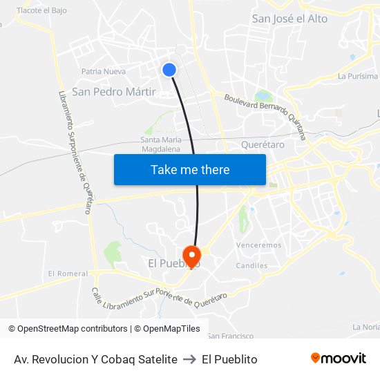 Av. Revolucion Y Cobaq Satelite to El Pueblito map