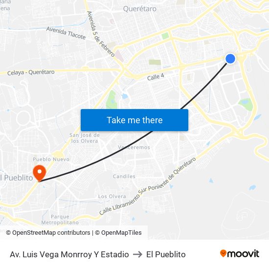 Av. Luis Vega Monrroy Y Estadio to El Pueblito map
